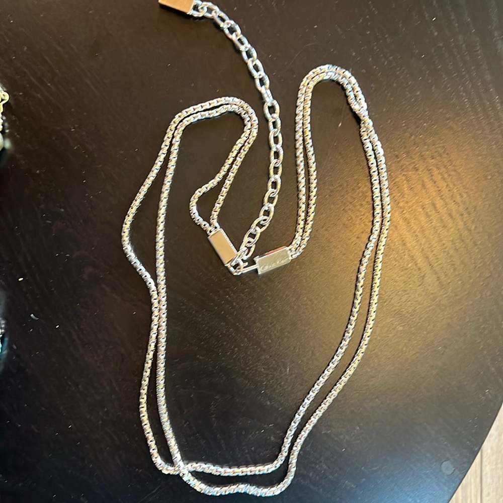 Calvin Klein Silver Stainless Steel Waves 36" Chain Necklace